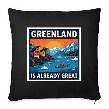 Le Groenland est déjà un paysage exceptionnel pour le kayak - Housse de coussin décorative 45 x 45 cm - noir - Devant