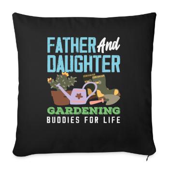 Jardin de jardinage père-fille - Housse de coussin décorative 45 x 45 cm - noir - Devant