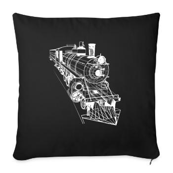 Locomotive Line Art - Sofa pillowcase 17,3'' x 17,3'' (45 x 45 cm) - black - Front