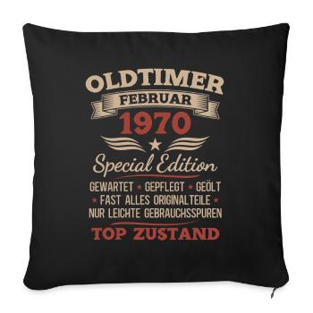 56th Birthday Man Vintage 1970 February - Sofa pillowcase 17,3'' x 17,3'' (45 x 45 cm) - black - Front