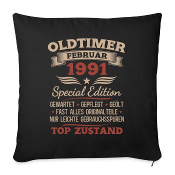 35e anniversaire Homme Millésime 1991 Février 1991 - Housse de coussin décorative 45 x 45 cm - noir - Devant