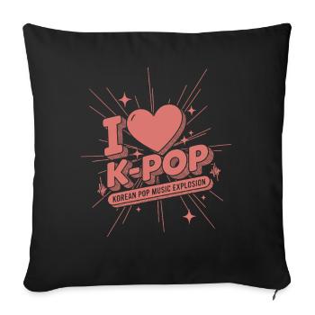 J’adore la K-Pop Pop Explosion de la musique pop coréenne Fans de Kpop - Housse de coussin décorative 45 x 45 cm - noir - Devant