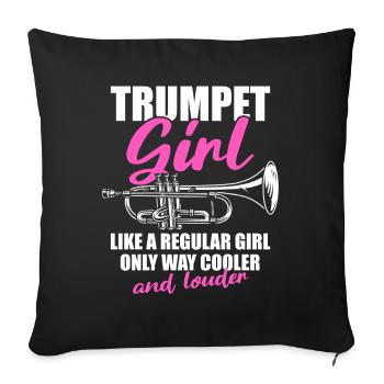 Trumpet Girl Trumpet Trumpet Player - Sofa pillowcase 17,3'' x 17,3'' (45 x 45 cm) - black - Front