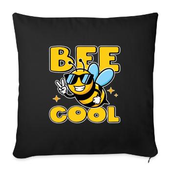 Bee Cool – lustige Biene mit Sonnenbrille & Peace - Sofakissenbezug 45 x 45 cm - Schwarz - Vorne