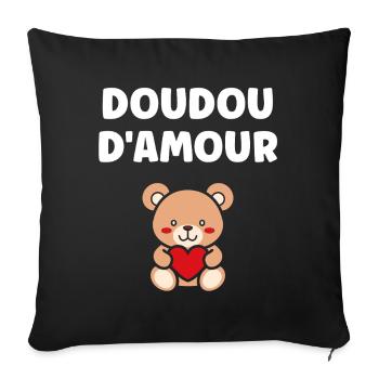 Doudou d'Amour Teddy Coeur Rouge - Housse de coussin décorative 45 x 45 cm - noir - Devant
