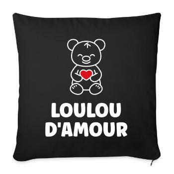 Ourson Coeur Rouge LOULOU - Housse de coussin décorative 45 x 45 cm - noir - Devant