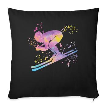 Alpine skiing Winter sports Nordic skiing - Sofa pillowcase 17,3'' x 17,3'' (45 x 45 cm) - black - Front
