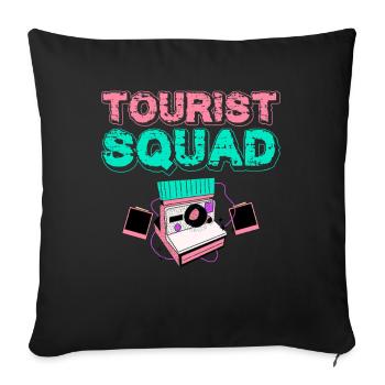 Voyageurs et Appareils photo de voyage court de Travelers dans le monde - Housse de coussin décorative 45 x 45 cm - noir - Devant