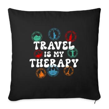 Passport Stamp World Travel Adventure Gift - Sofa pillowcase 17,3'' x 17,3'' (45 x 45 cm) - black - Front