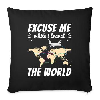 Voyage du monde Petit voyage Cadeau de voyage Fans Aventuriers - Housse de coussin décorative 45 x 45 cm - noir - Devant