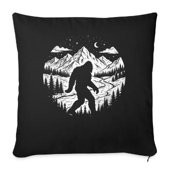 Sasquatch de nuit de la forêt de Bigfoot - Housse de coussin décorative 45 x 45 cm - noir - Devant