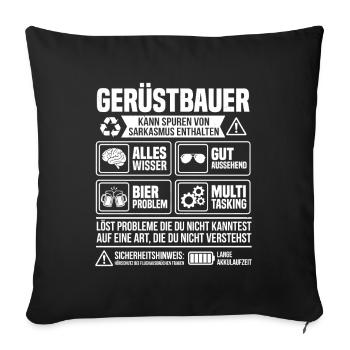 Infographie sur l’échafaudage – Artisan drôle - Housse de coussin décorative 45 x 45 cm - noir - Devant