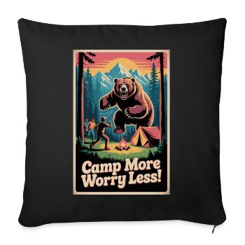 Camp Mach dir weniger Sorgen - Sofakissenbezug 45 x 45 cm - Schwarz - Vorne