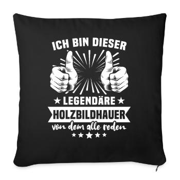 Légende du sculpteur sur bois - Housse de coussin décorative 45 x 45 cm - noir - Devant