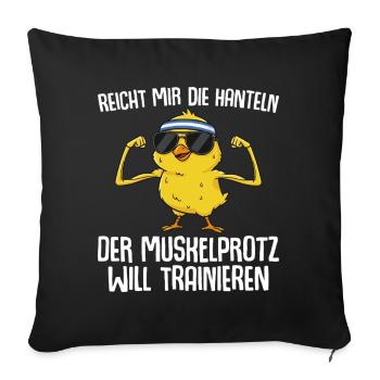 Workout The muscleman wants to train - Sofa pillowcase 17,3'' x 17,3'' (45 x 45 cm) - black - Front