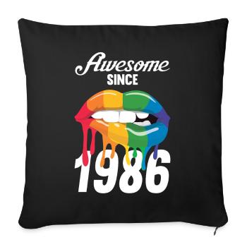 Rainbow Lips 1986 - Sofa pillowcase 17,3'' x 17,3'' (45 x 45 cm) - black - Front