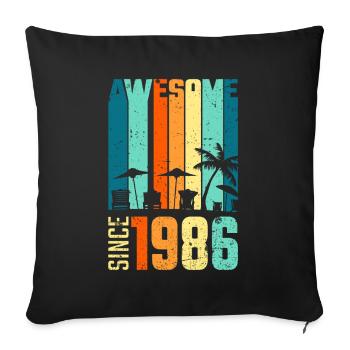 Silhouette tropicale vintage depuis 1986 - Housse de coussin décorative 45 x 45 cm - noir - Devant