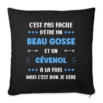 Beau gosse cévenol à la fois - Housse de coussin décorative 45 x 45 cm - noir - Devant
