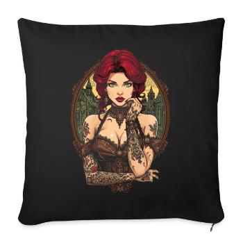 Steam Punk Beautiful Women Steampunk - Sofa pillowcase 17,3'' x 17,3'' (45 x 45 cm) - black - Front