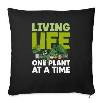 Vivre la vie Jardin d’un jardinier de plantes - Housse de coussin décorative 45 x 45 cm - noir - Devant