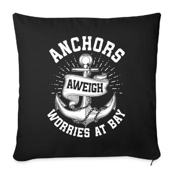 Les ancres s’inquiètent au baie, capitaine de voile - Housse de coussin décorative 45 x 45 cm - noir - Devant
