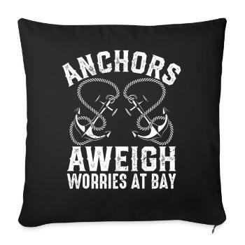 Les ancres s’inquiètent au baie Capitaine Marin à voile - Housse de coussin décorative 45 x 45 cm - noir - Devant