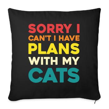 No plans without cats - Sofa pillowcase 17,3'' x 17,3'' (45 x 45 cm) - black - Front