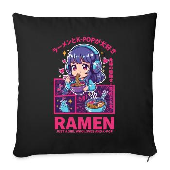 Kpop Anime Girl Ramen Just A Girl Who Loves Kpop - Sofa pillowcase 17,3'' x 17,3'' (45 x 45 cm) - black - Front