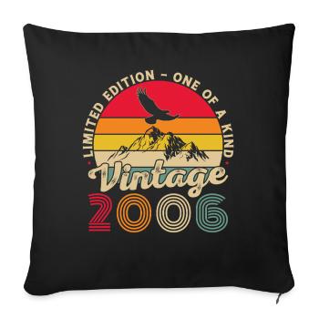 2006 Vintage Rétro Cadeau d’anniversaire - Housse de coussin décorative 45 x 45 cm - noir - Devant