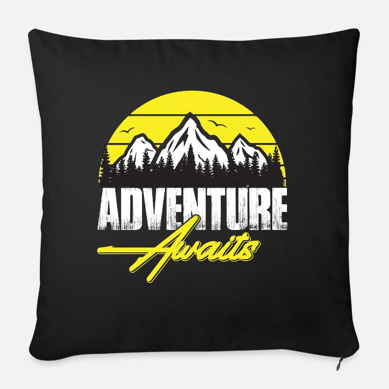 Abenteuer wartet Berglandschaft Neon - Sofakissenbezug 45 x 45 cm - Schwarz
