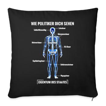 Anatomy Taxpayer - Dismantling Plan - Sofa pillowcase 17,3'' x 17,3'' (45 x 45 cm) - black - Front