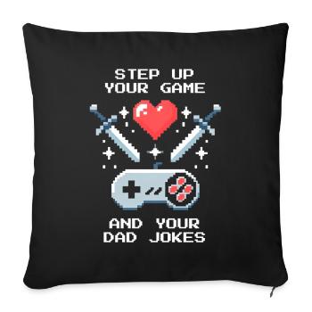Level Up & Dad Jokes | Bonus Dad Patchwork - Sofa pillowcase 17,3'' x 17,3'' (45 x 45 cm) - black - Front
