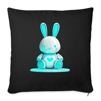 Robot lapin lumineux avec un cœur - Housse de coussin décorative 45 x 45 cm - noir - Devant