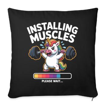 La licorne soulève des poids - Housse de coussin décorative 45 x 45 cm - noir - Devant
