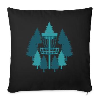 Disc Golf Basket In Forest Frisbee Golf Flying - Sofa pillowcase 17,3'' x 17,3'' (45 x 45 cm) - black - Front