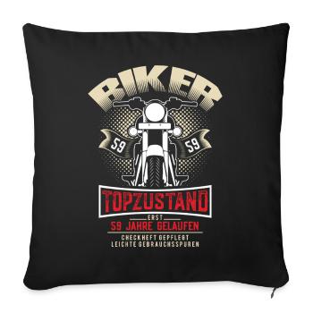 59e anniversaire moto moto - Housse de coussin décorative 45 x 45 cm - noir - Devant