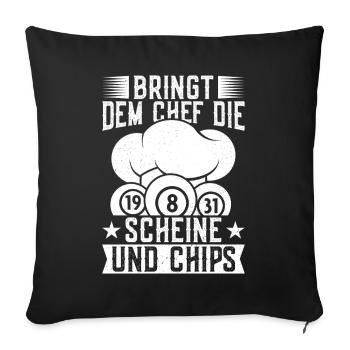 Bingo Player Bringt Dem Chef Die Scheine & Chips - Sofa pillowcase 17,3'' x 17,3'' (45 x 45 cm) - black - Front