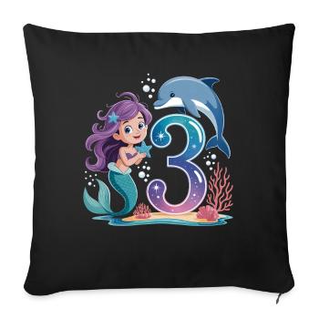 Mermaid 3rd Birthday 3 Years - Sofa pillowcase 17,3'' x 17,3'' (45 x 45 cm) - black - Front
