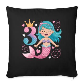 Mermaid 3rd Birthday 3 Years - Sofa pillowcase 17,3'' x 17,3'' (45 x 45 cm) - black - Front