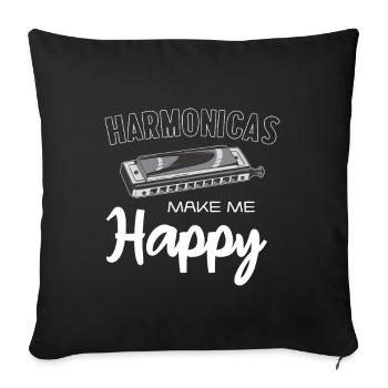 Harmonicas Make Me Happy - Sofa pillowcase 17,3'' x 17,3'' (45 x 45 cm) - black - Front