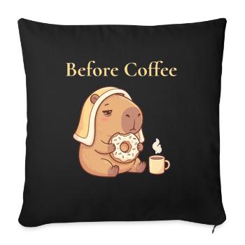Capybara avec motif de beignet et cozy à café - Housse de coussin décorative 45 x 45 cm - noir - Devant