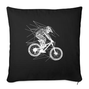Mountain Biking Drawing - Sofa pillowcase 17,3'' x 17,3'' (45 x 45 cm) - black - Front