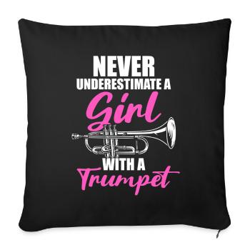 Une fille avec un trompettiste - Housse de coussin décorative 45 x 45 cm - noir - Devant