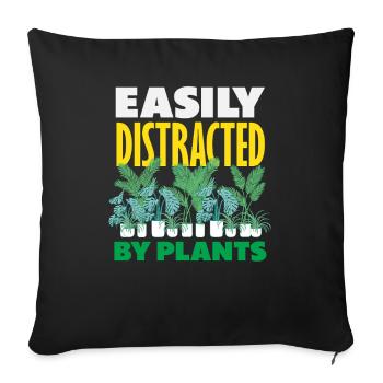 Plant lovers distracted by plants - Sofa pillowcase 17,3'' x 17,3'' (45 x 45 cm) - black - Front