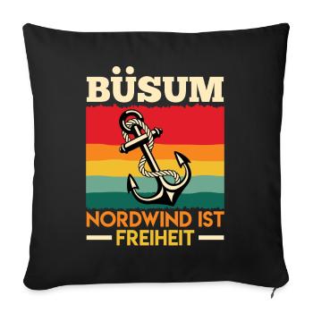 North Sea BÜSUM NORTH WIND IS FREEDOM Funny - Sofa pillowcase 17,3'' x 17,3'' (45 x 45 cm) - black - Front