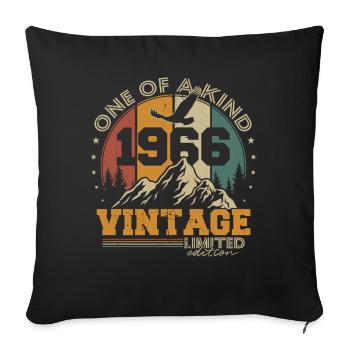 Vintage, 1966, Anniversaire, Vintage, Cadeau rétro - Housse de coussin décorative 45 x 45 cm - noir - Devant