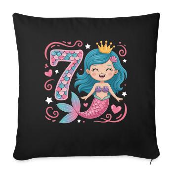 Sirène 7e ans - Housse de coussin décorative 45 x 45 cm - noir - Devant