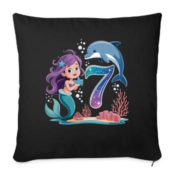 Sirène 7e ans - Housse de coussin décorative 45 x 45 cm - noir - Devant