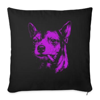 Mème humoristique drôle de chihuahua fumant - Housse de coussin décorative 45 x 45 cm - noir - Devant
