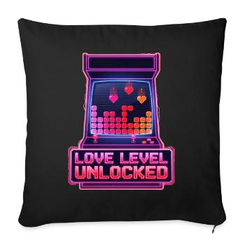  Love Level Unlocked Arcade Retro Video Game - Sofa pillowcase 17,3'' x 17,3'' (45 x 45 cm) - black - Front